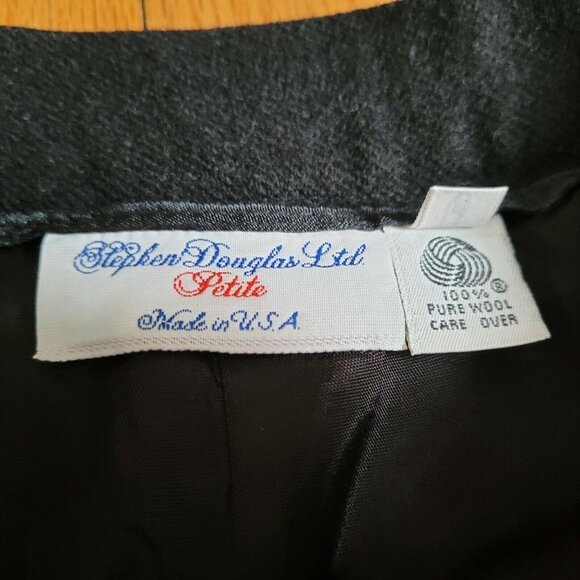 Women’s Vintage Stephen Douglas Ltd 100% Pure Wool Black Skirt Size 8 - Picture 2 of 3